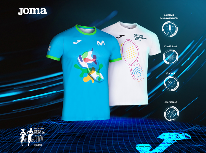 Venta anticipada metodología sitio Joma presents the official t-shirts for Madrid Movistar Half Marathon and  ProFuturo race - Joma World