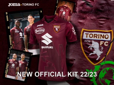 La camiseta de Torino 22/23  mantiene el color tradicional del club, el granate.