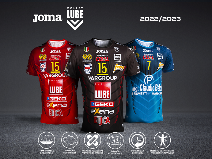 Nuevas camisetas 22/23del equipo italiano de voleibol AS Lube.