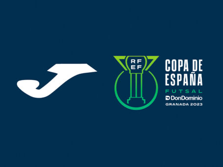 Emblemas de Joma y de la Copa de España 2023 de fútbol sala.