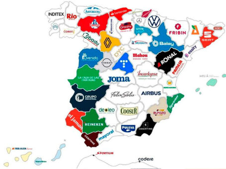 Mapa de las empresas españolas más relevantes en cada provincia.