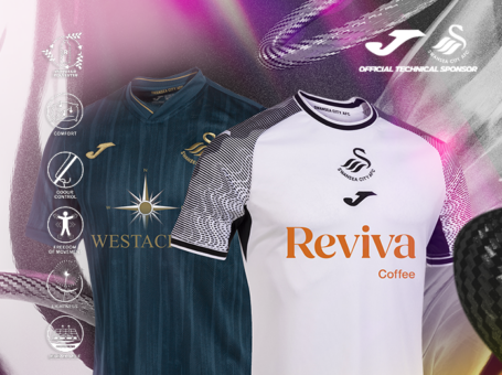 Camisetas de la primera y segunda equipación del Swansea City AFC para la temporada 2023/2024.