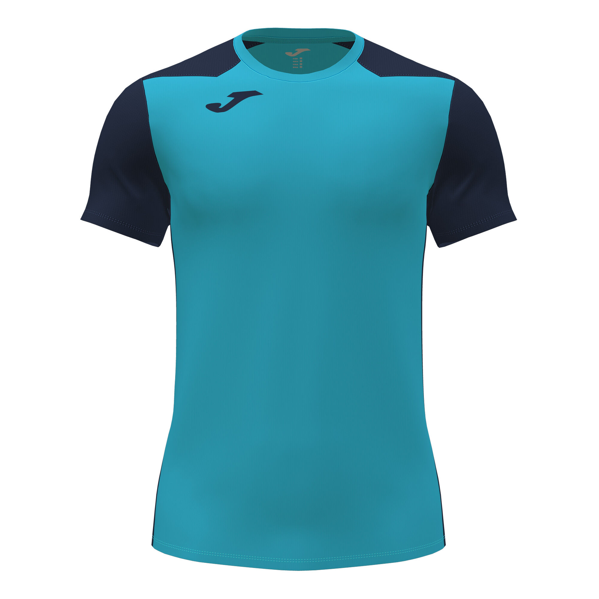 MAILLOT MANCHES COURTES HOMME RECORD II TURQUOISE FLUO BLEU MARINE