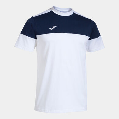 Shirt short sleeve man Crew V white navy blue