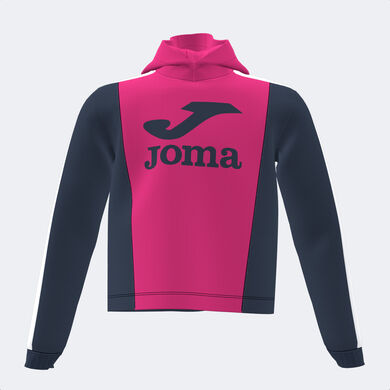 Sweat à capuche fille Park fuchsia noir