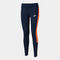 Long tights woman Eco Championship navy blue fluorescent orange