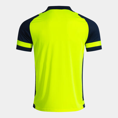 Polo shirt short-sleeve man Lider fluorescent yellow navy blue