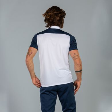 Polo manches courtes homme Hobby II blanc bleu marine