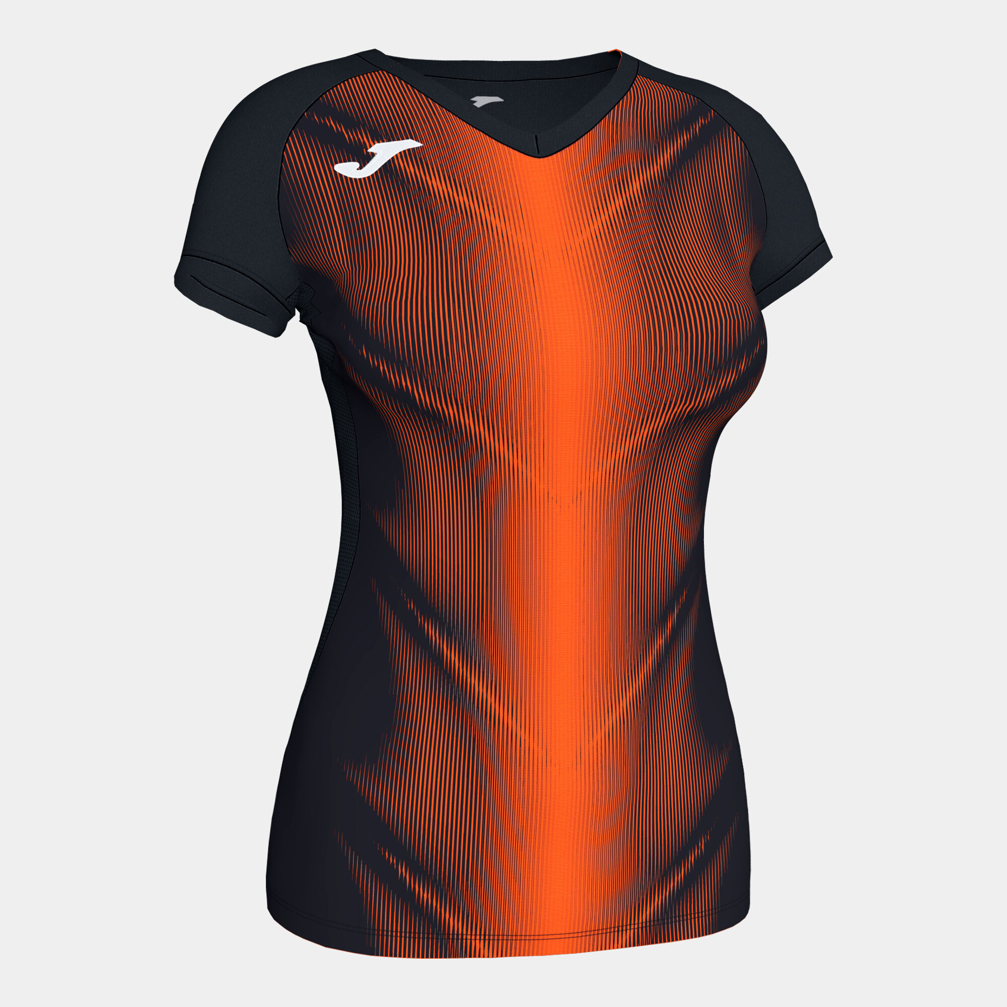 T-shirt manga curta mulher Olimpia preto laranja