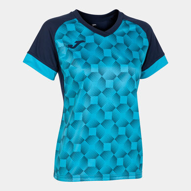 Maglia a manica corta donna Supernova III blu navy turchese fluorescente