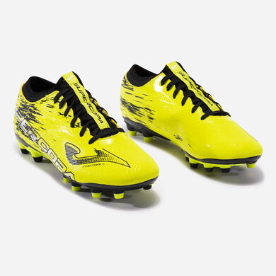Botas fútbol Supercopa 23 terreno firme FG amarillo flúor negro