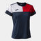 Maglia a manica corta donna Crew V blu navy rosso bianco