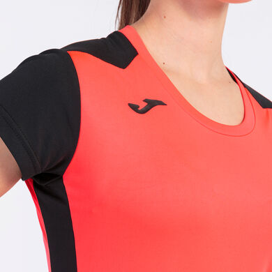 Tricou cu mânecă scurtă damă Record II coral fosforescent negru