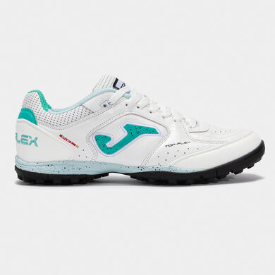 Botas fútbol Top Flex 25 moqueta - turf blanco turquesa