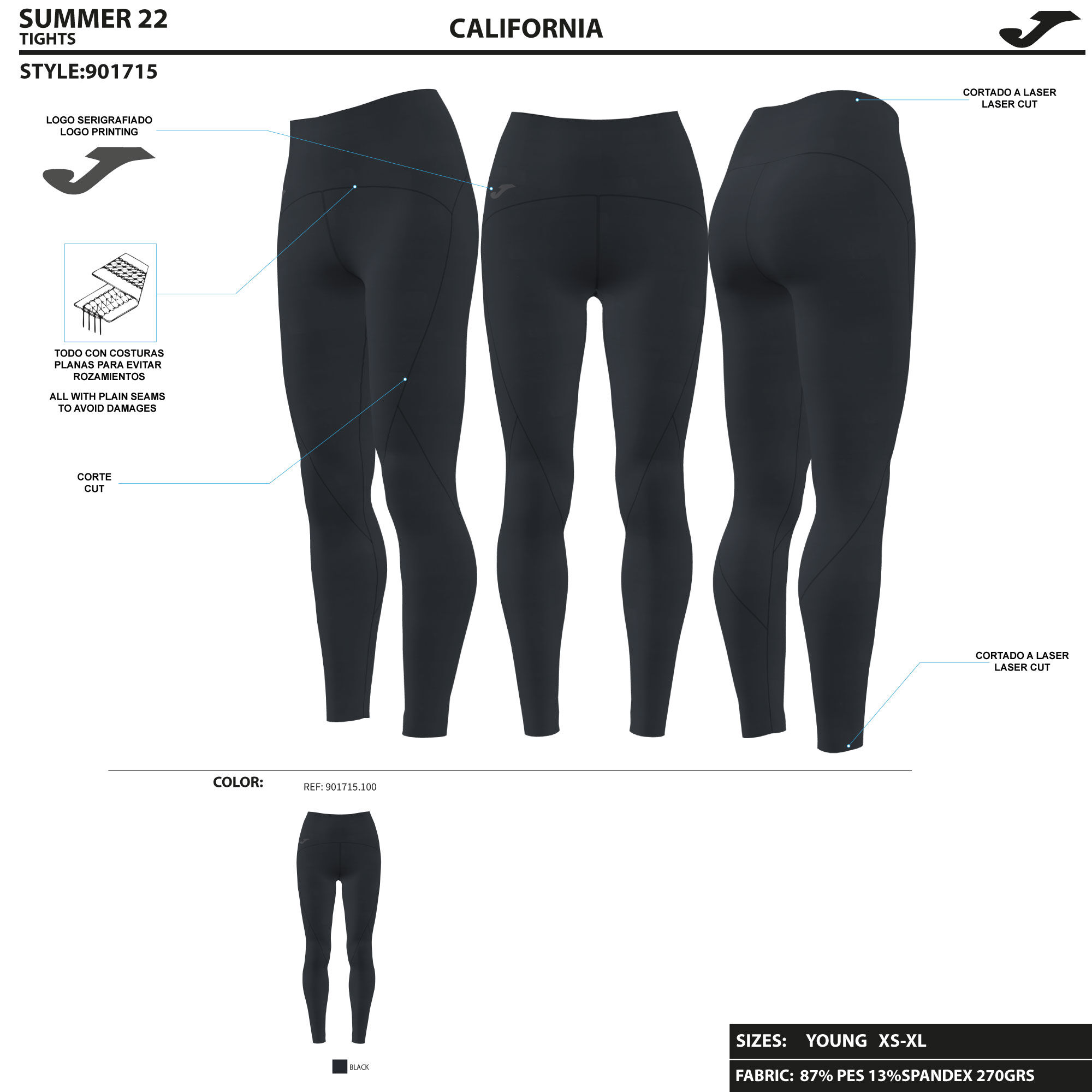 Mallas largas mujer California negro