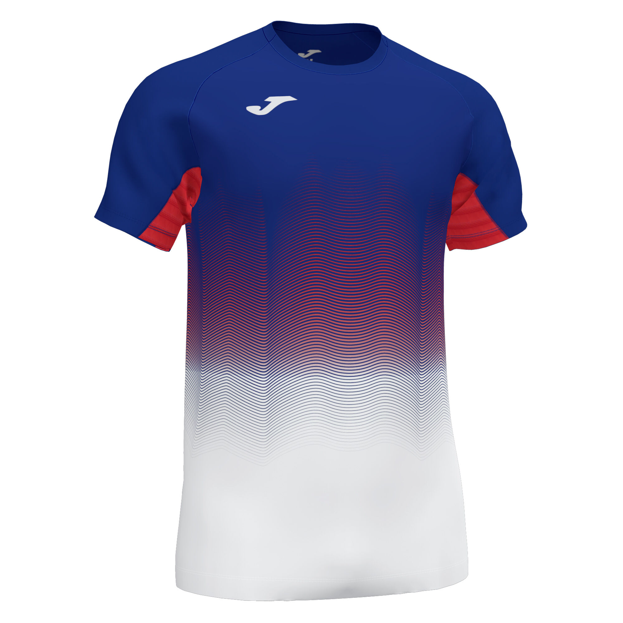 blue white and red nike shirt