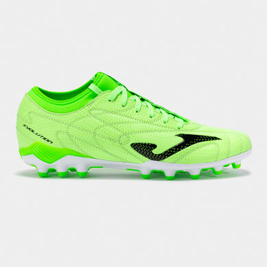 Botas fútbol Evolution 25 césped artificial AG verde flúor