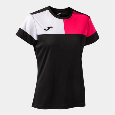 Maglia a manica corta donna Crew V nero rosa bianco