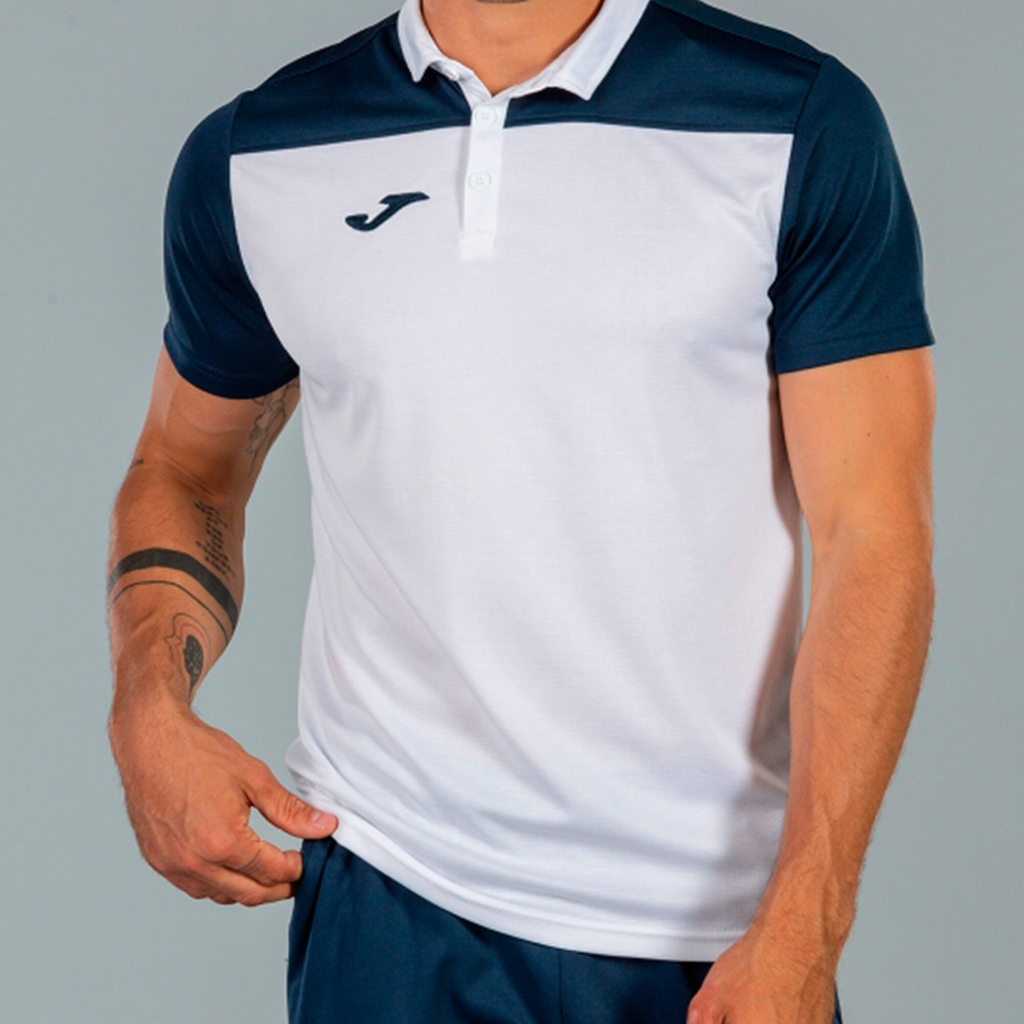 Polo shirt short sleeve man Hobby II white navy blue