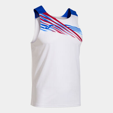 Sleeveless t-shirt man Elite X white royal blue