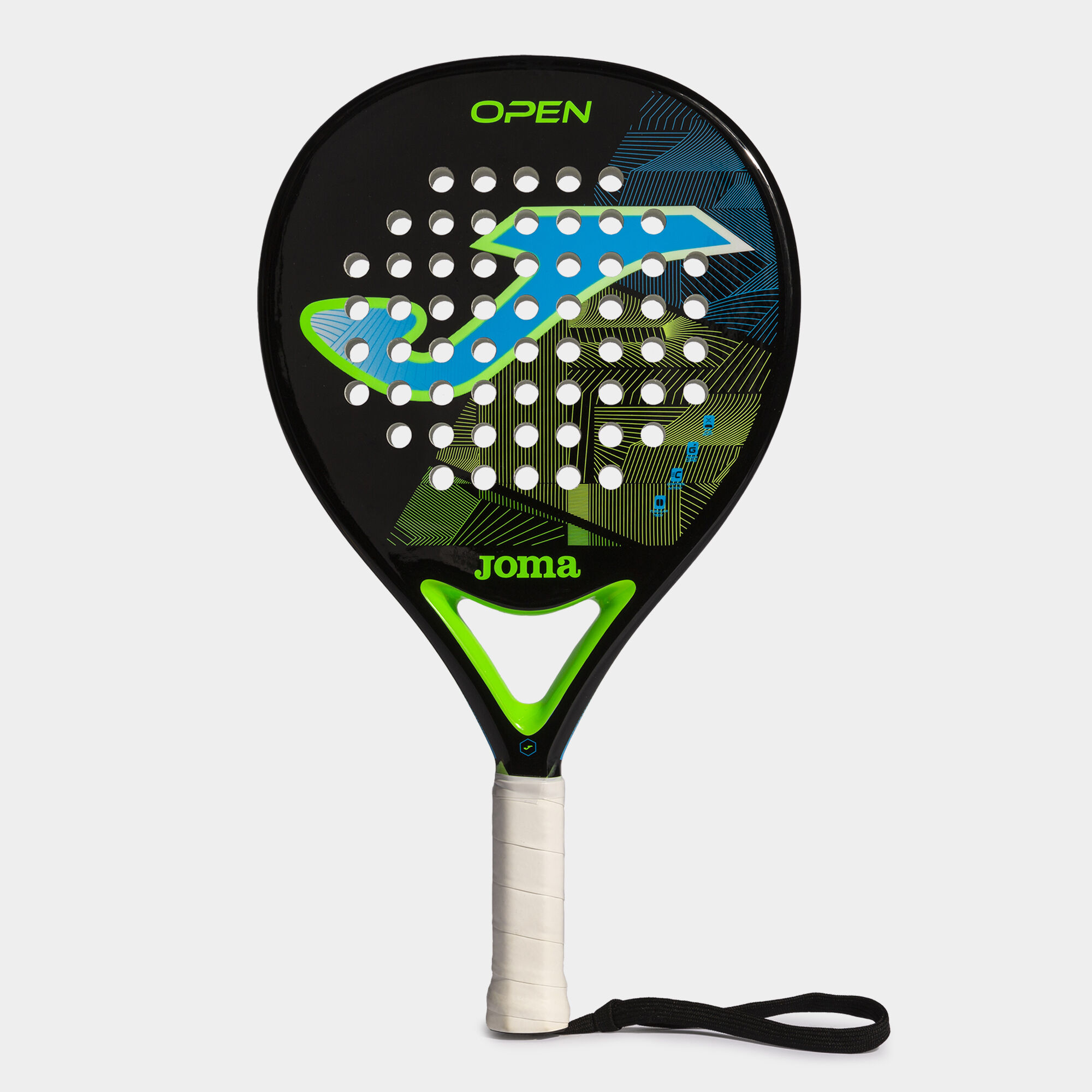 Padel racket Open black fluorescent turquoise