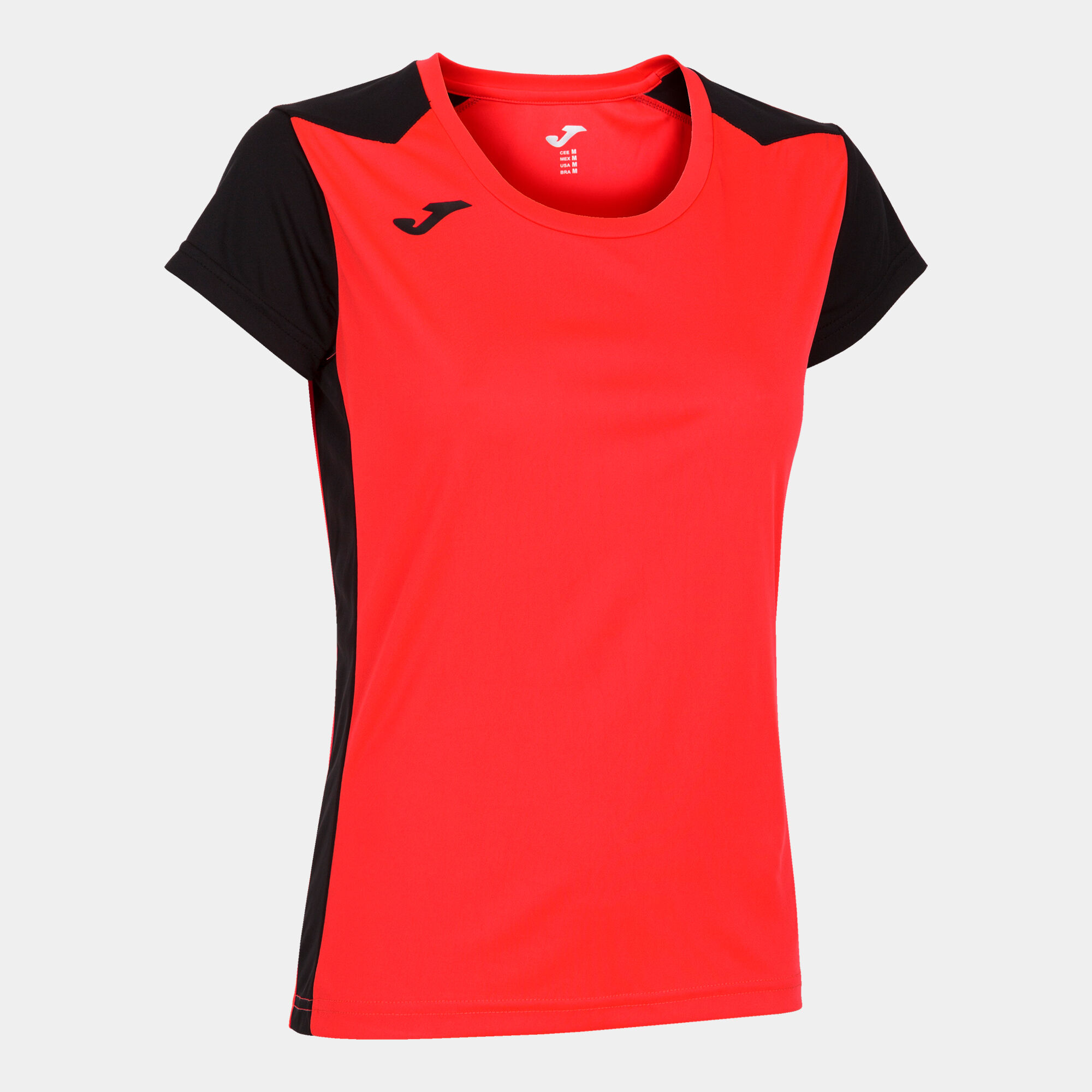 MAILLOT MANCHES COURTES FEMME RECORD II CORAIL FLUO NOIR