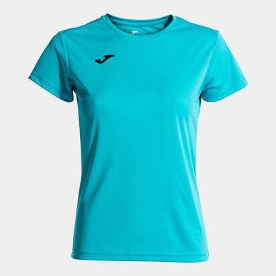 Camiseta manga corta mujer Combi turquesa fl&uacute;or