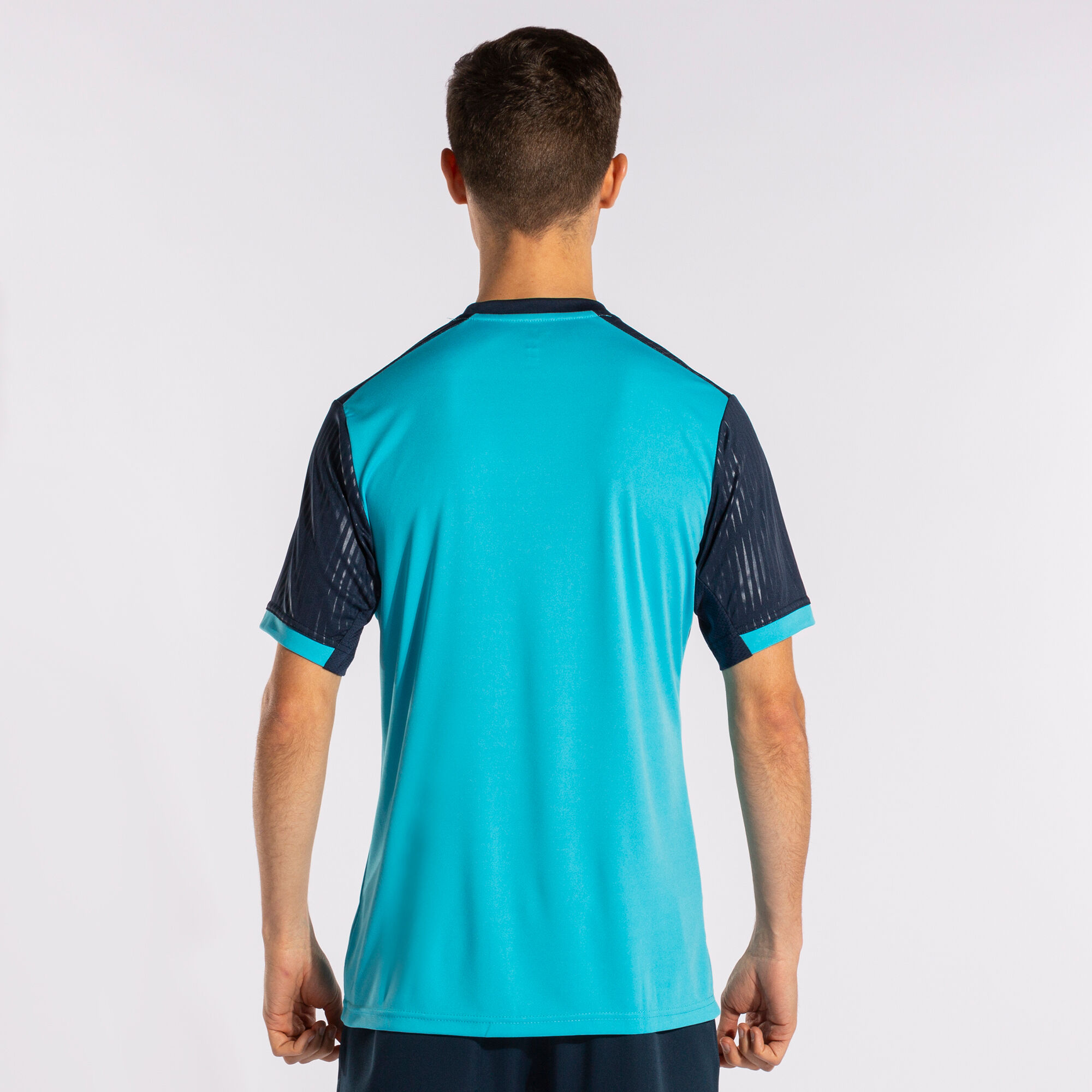 Shirt short sleeve man Montreal fluorescent turquoise navy blue
