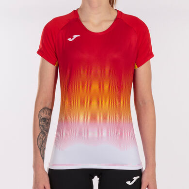 Shirt short sleeve woman Elite VII red white yellow