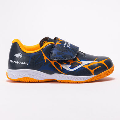 Botas fútbol Super Copa Jr 25 moqueta - turf junior marino naranja flúor
