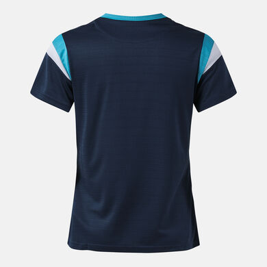 Shirt short sleeve woman Terra dark navy fluorescent turquoise