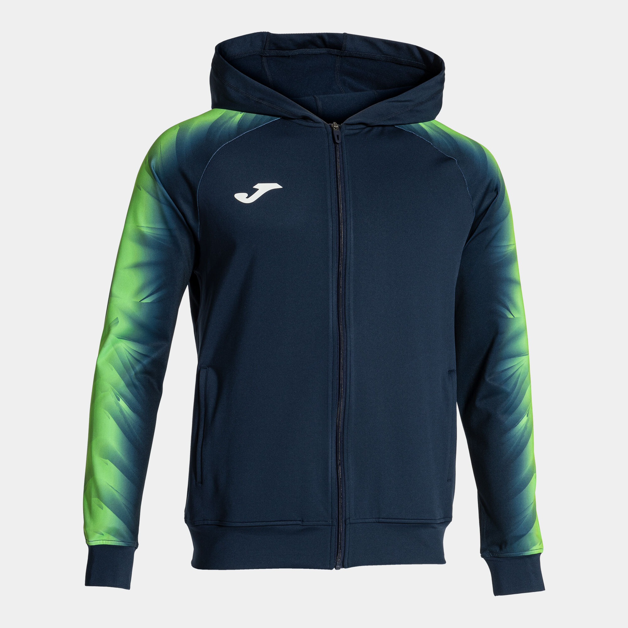 Hooded jacket woman Elite XI navy blue fluorescent green