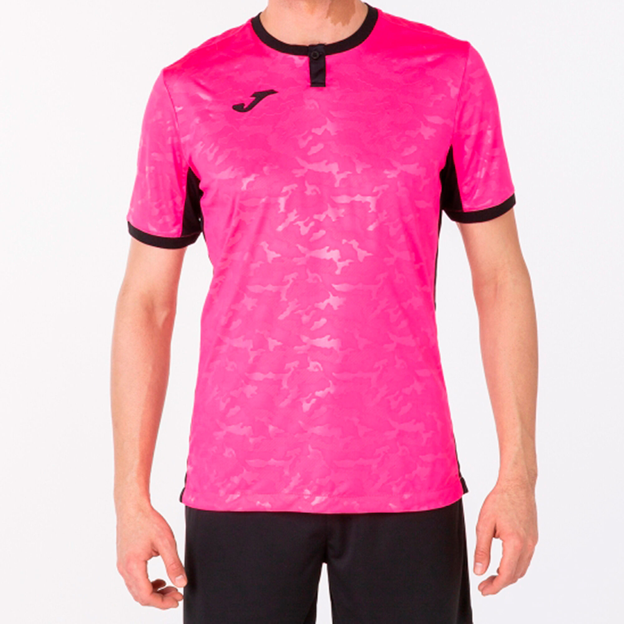 Shirt short sleeve man Toletum II fluorescent pink black