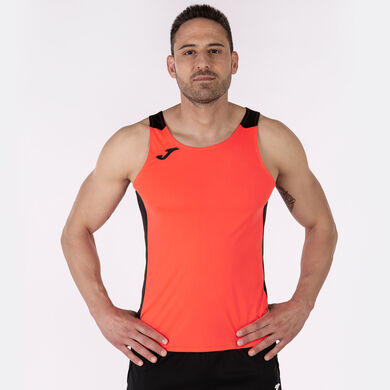 Camiseta tirantes hombre Record II coral flúor negro