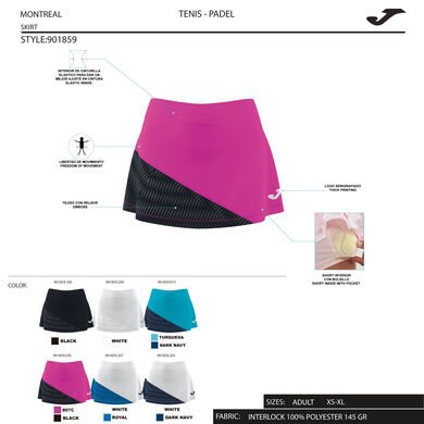 Saia mulher Montreal rosa fluorescente preto