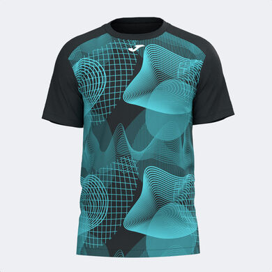 Camiseta manga corta hombre Challenge negro turquesa
