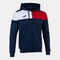 Giacca con cappuccio uomo Crew V blu navy rosso