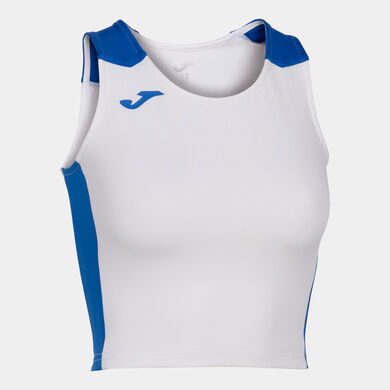 Top mulher Record II branco azul royal