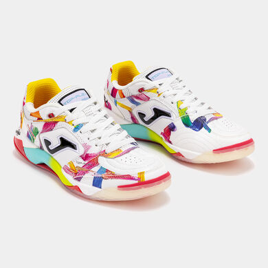 Obuwie sportowe futsal Top Flex Plus 26 Graffiti indoor bialy