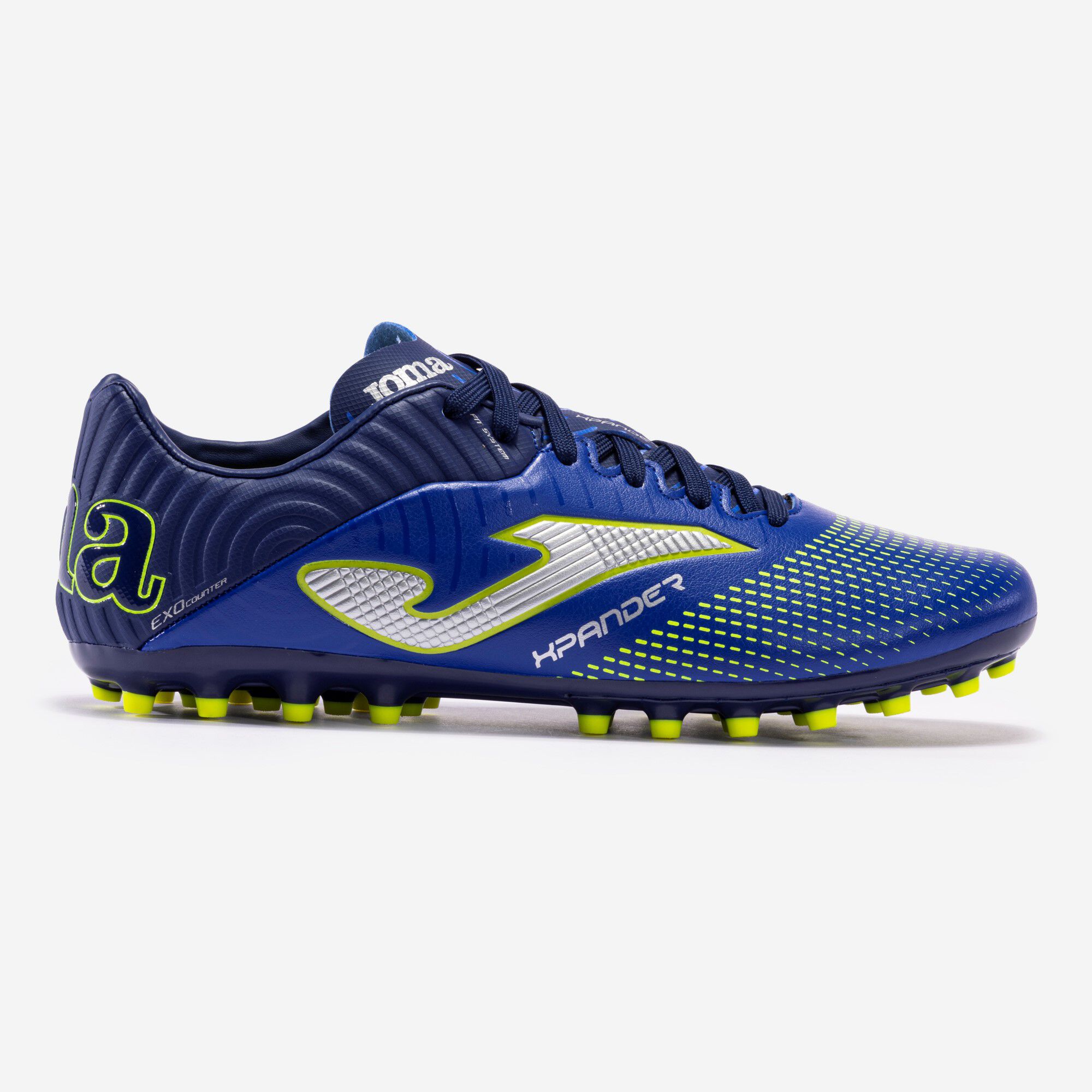 Chaussures football Xpander 23 gazon synthétique AG bleu roi vert fluo