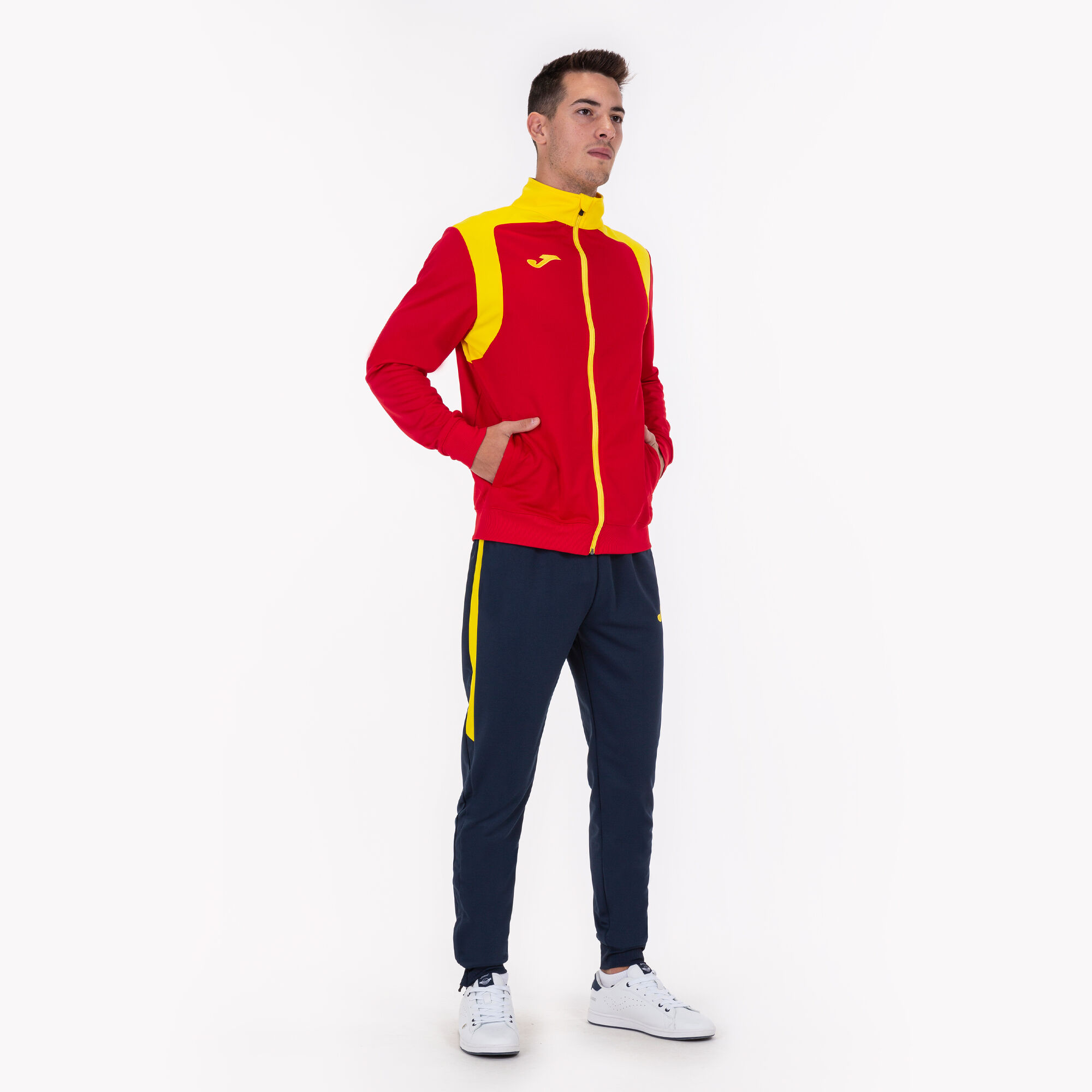 Red and yellow tracksuit discount