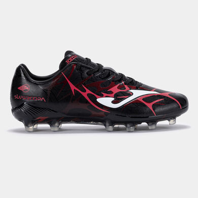 Botas fútbol Super Copa 25 terreno firme FG negro rojo