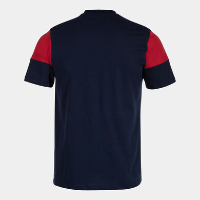 Maillot manches courtes homme Crew V bleu marine rouge
