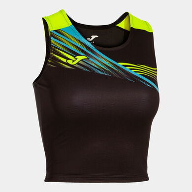 Top mujer Elite X negro amarillo flúor