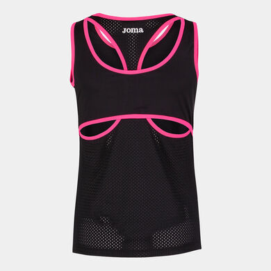 Camiseta tirantes mujer Break negro rosa flúor