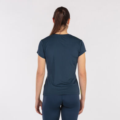 Maglia a manica corta donna Elite VIII blu navy giallo fluorescente