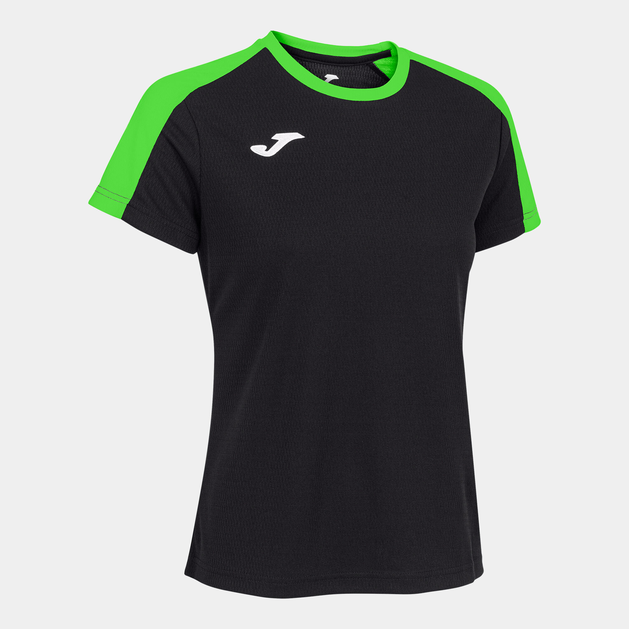 T-shirt manga curta mulher Eco Championship preto verde fluorescente