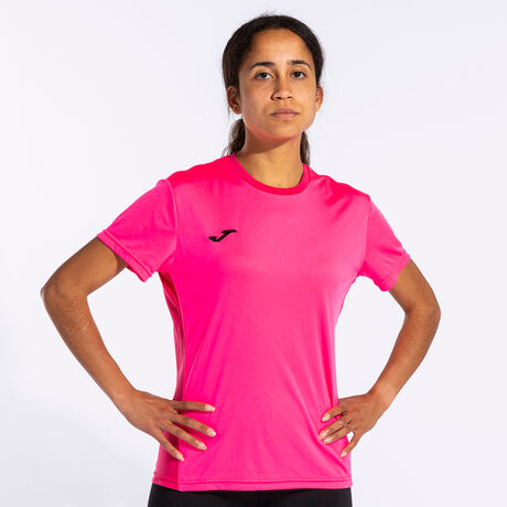 Camiseta deporte de mujer manga corta Rosa Flúor — Maxport