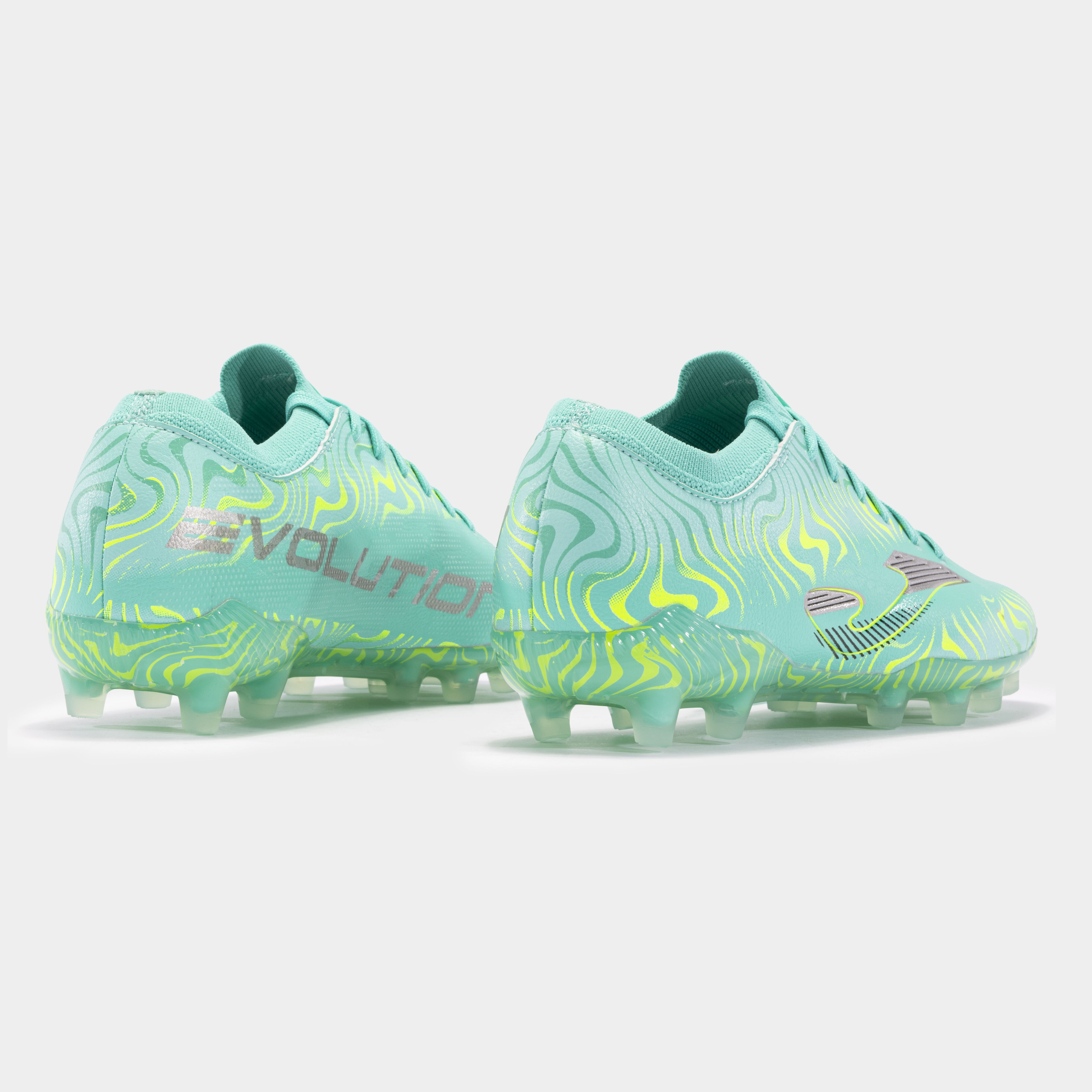 Football boots Evolution Cup 24 firm ground FG turquoise yellow