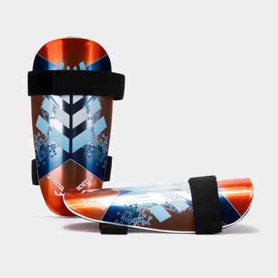 Shin guard Defense fluorescent coral blue